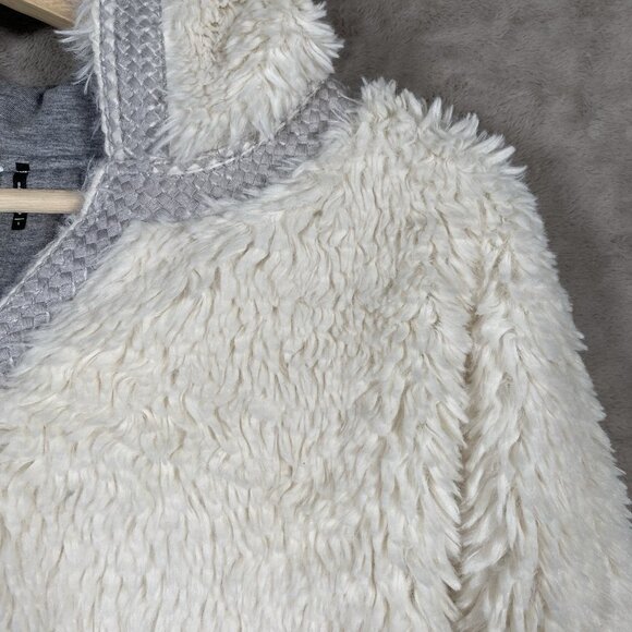 Anthropologie Akemi + Kin Teddy Sherpa Pullover L Cozy Winter Cabincore Hooded - Picture 5 of 14